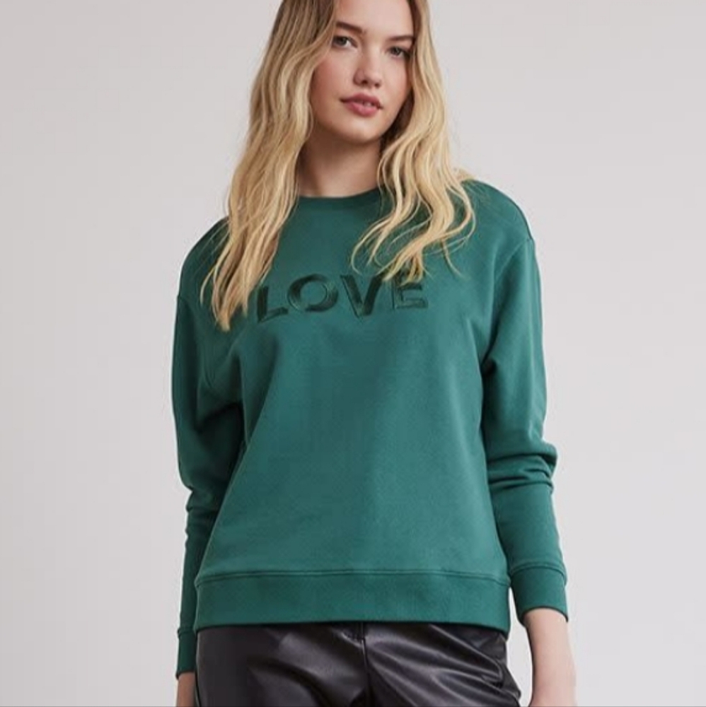 RW&CO. Green 'LOVE' Crewneck Sweatshirt
